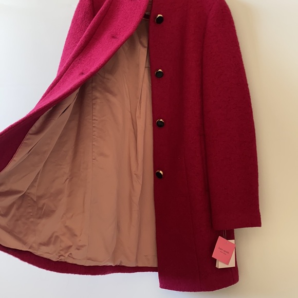 Kate Spade collared wool jacket berry red Sz S NWT - Picture 3 of 11